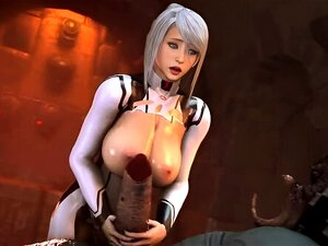Foxy 3D Superwoman hüpft auf einem Schwanz auf und ab