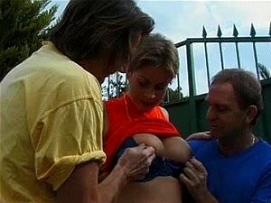 Hawt niet-professionele drie-sommige, Man+Man + Vrouw drie-sommige