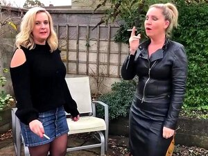 Schau dir zwei reife Raucher an, einen in Leder! - Reife, Rauchen,
