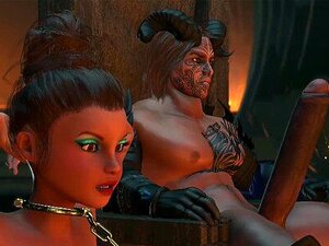 Süße süße Blondine wird von einem Feuerdämon im finsteren Schloss