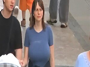 Riesentitten hüpfen die Straße hinunter