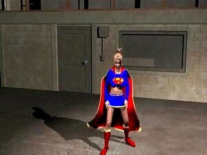 Foxy 3D-Cartoon-Supergirl reitet einen steinharten Schwanz