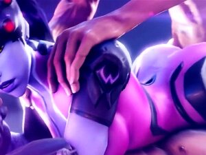 Große Titten Pharah macht Tittenfick und Dva nimmt rohen Schwanz in