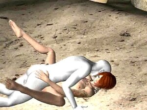 Sexy 3D-Cartoon-Babe wird von einem Alien gefickt. Ständer induziert