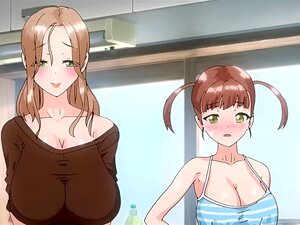 3 Anime-Mädels teilen sich den gleichen Schwanz beim Gruppensex