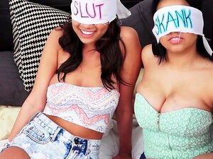 Mit verbundenen Augen lutschen Latina-Babes, mit verbundenen Augen