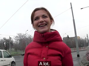 Gezogenes tschechisches Babe lutscht einen Schwanz und lässt sich